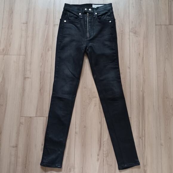 Rag & Bone Black Baxter Coated Ankle Skinny Jeans with Exposed Zip 25W - Picture 5 of 7